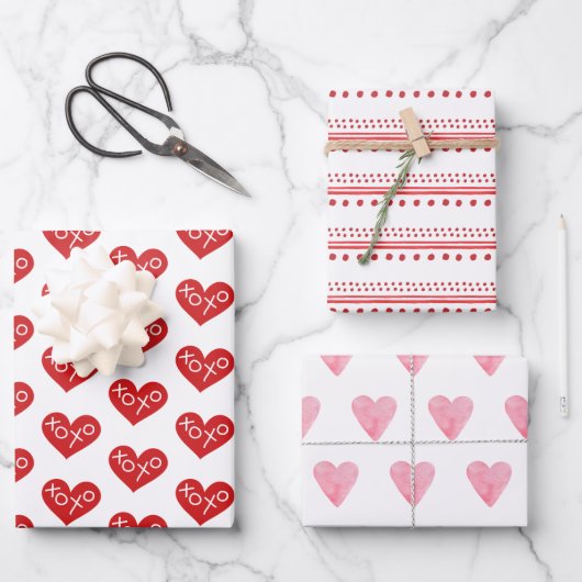 XOXO Hartjes Valentijnsdag Cadeaus Inpakpapier Vel (Voorkant)