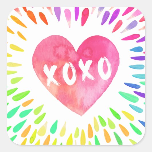 XoXo Heart Vierkante Sticker (Voorkant)