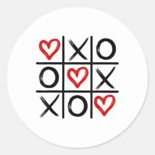 Xoxo Hearts Valentijn Knuffels Kusjes Tic-tac-toe Ronde Sticker