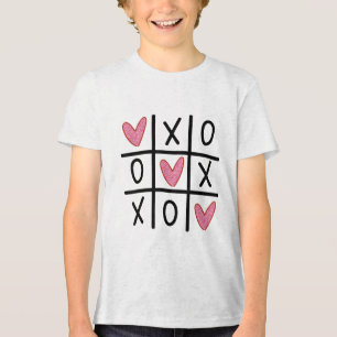 Xoxo Hearts Valentijn Knuffels Kusjes Tic-tac-toe Tri-Blend Shirt