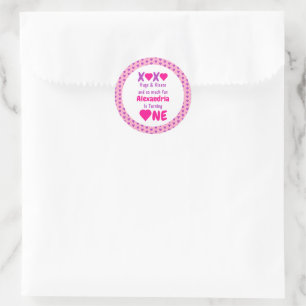 XOXO Hugs en Kisses 1ste verjaardag Ronde Sticker