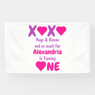 XOXO Hugs en Kisses 1ste verjaardag Spandoek
