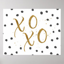 "XOXO" Hugs & Kisses Faux Gold Dot Poster
