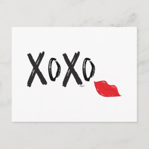 XoXo-Hugs-Kisses-met-Rode-Lips Briefkaart