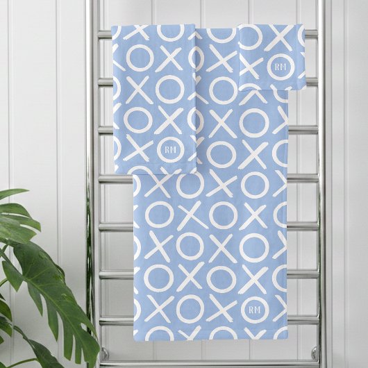 XOXO Hugs & Kisses Monogrammed Name Blue Modern