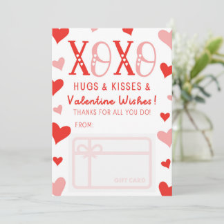 XOXO Hugs Kisses Valentijn Wishes Gift Card Holder Kaart
