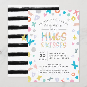 XOXO Hugs, Love & Kisses Baby shower Invitation Kaart