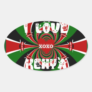 XOXO I Love Kenya Hakuna Matata Gifts Ovale Sticker