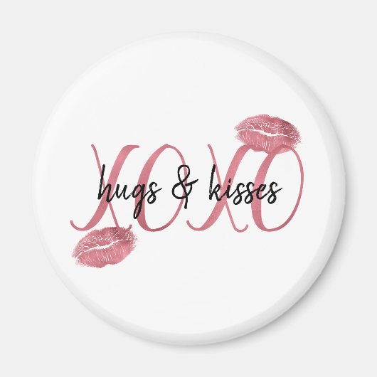 XOXO Kisses Pink Lips gepersonaliseerd Magneet (Voorkant)