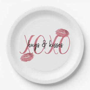 XOXO Kisses Roze Lippen gepersonaliseerd citaat Papieren Bordje