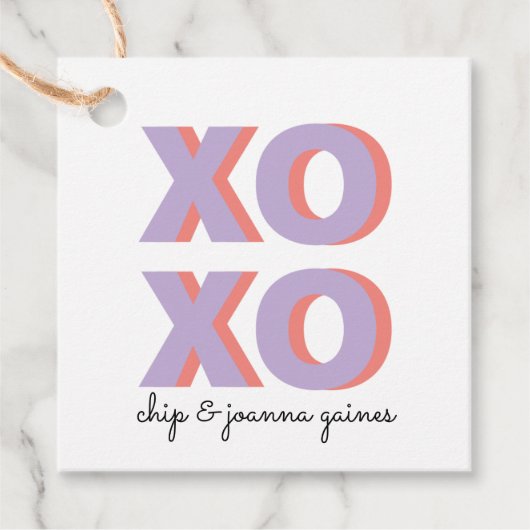 XOXO-kleurenblok Bedankjes Labels (Voorkant)