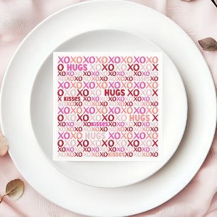 XOXO Knuffels en Kusjes Roze en Rode Galentijn Par Servet