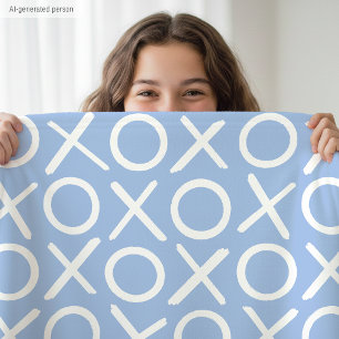 XOXO Knuffels & Kusjes Blauw Stijlvol Modern Patro Fleece Deken