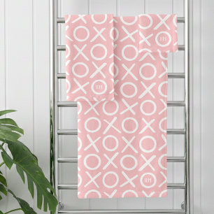 XOXO Knuffels & Kusjes Monogram Roze Modern Bad Handdoek