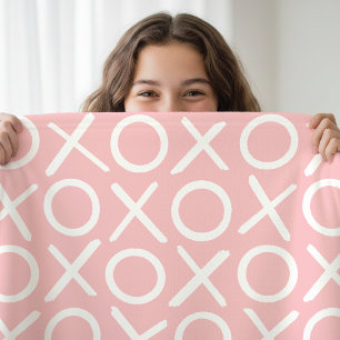XOXO Knuffels & Kusjes Pastel Roze Modern Patroon Fleece Deken
