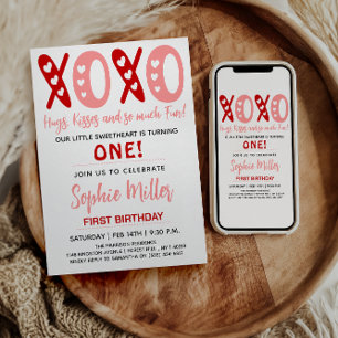 XOXO Knuffels & Kusjes Valentijnsdag 1e Verjaardag Kaart