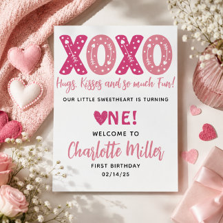 XOXO Knuffels & Kusjes Valentijnsdag 1e Verjaardag Poster