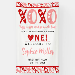 XOXO Knuffels & Kusjes Valentijnsdag 1e Verjaardag Spandoek