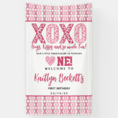 XOXO Knuffels & Kusjes Valentijnsdag 1e verjaardag Spandoek (Verticaal)