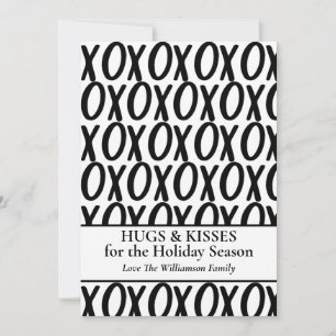 XOXO Knuffels Kusjes Zwart Wit Minimalistisch Feestdagenkaart