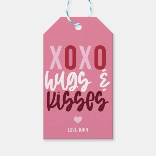 XOXO knuffelt en kussen Valentijnsdag Cadeaulabel (Voorkant)