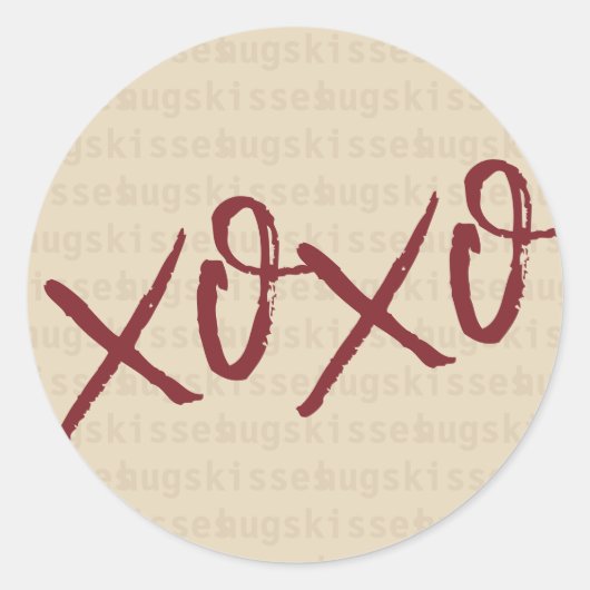Xoxo-kussen in crèmekleur ronde sticker (Voorkant)