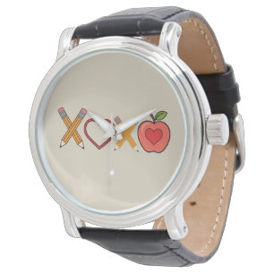 XOXO Leraar Valentijnsdag Potlood En Appel Horloge