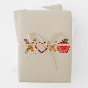 XOXO Leraar Valentijnsdag Potlood En Appel Inpakpapier Vel