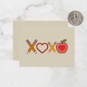 XOXO Leraar Valentijnsdag Potlood En Appel  Notitiekaartje (Voorkant / Achterkant in situ)