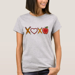 XOXO Leraar Valentijnsdag Potlood En Appel T-shirt