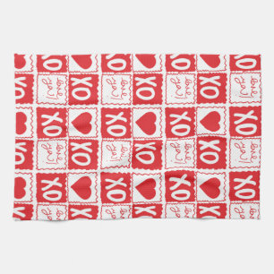 XOXO Liefde Hart Valentijnsdag Rood Wit Theedoek