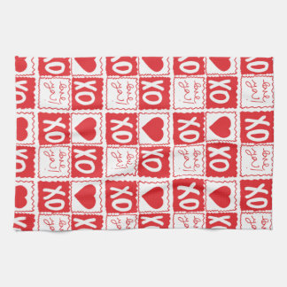 XOXO Liefde Hart Valentijnsdag Rood Wit Theedoek