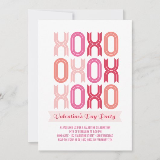 XOXO Love and Kisses Valentijnsdag Party nodigt ui Kaart (Voorkant)