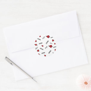 XoXo Love en Kisses Pattern Sticker- Ronde Sticker
