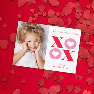 XOXO modern portret fotokaart valentijnsdag Notitiekaartje