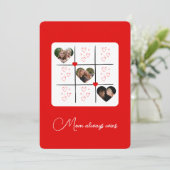 XOXO moderne Coeurs rouges Valentines Carte photo  (Debout devant)