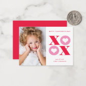 XOXO moderne photo classe valentines carte de jour (Devant/Arrière en situation)