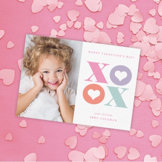 XOXO moderne photo classe valentines carte de jour
