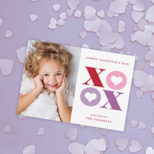 XOXO moderne portrait photo valentines carte jour