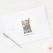 XOXO | Moderne Valentijnsdagstickers Ronde Sticker (Envelop)