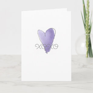 XOXO Paarse Waterverf Hart Onze Diepste Medeleven Kaart