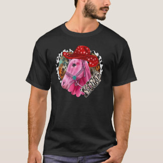 Xoxo Pink Horse Heart Horse Leopard Westerne Valen T-shirt