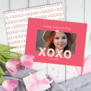 XOXO Pink Photo Classroom Carte Saint-Valentin