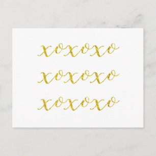 XOXO Quote Faux Glitter Bling Metallic Sequins Briefkaart