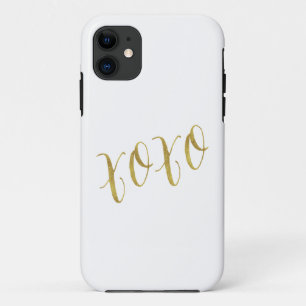 XOXO Quote Faux Gold Glitter Background Sjabloon iPhone 11 Hoesje