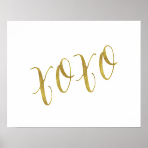 XOXO Quote Faux Gold Glitter Background Sjabloon Poster