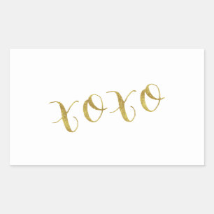 XOXO Quote Faux Gold Glitter Background Sjabloon Rechthoekige Sticker