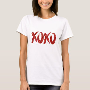 XOXO Red Glitter   Glam Brushstroke Hug en Kisses T-shirt