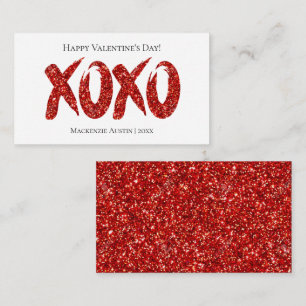 XOXO Red Glitter   Glam-Valentijnsdag voor pensele Notitiekaartje