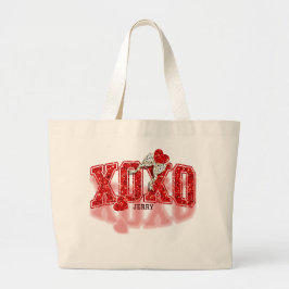 XOXO Red Glitter Hearts & Dalmatische Print Bow Grote Tote Bag